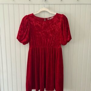 Elegant Red Velvet Kids Dress